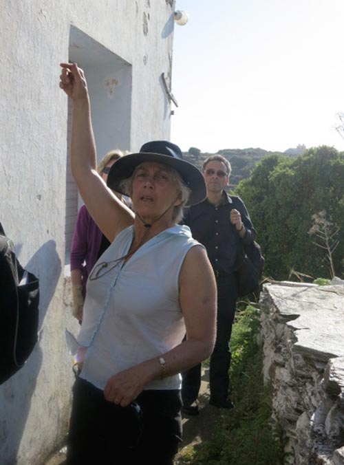Professor Margaret Miller, looking at potential candidates for a dig house on Andros, May 2012