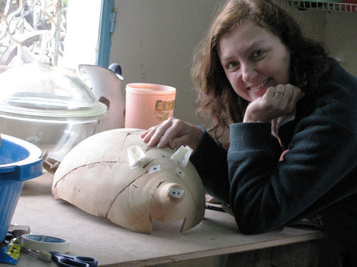 Wendy Reade reconstructing the Rhodian amphora at Pella, Jordan, in 2011