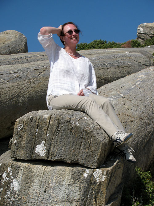 Wendy Reade in the Roman quarry at Karystos, on the island of Evia, Greece