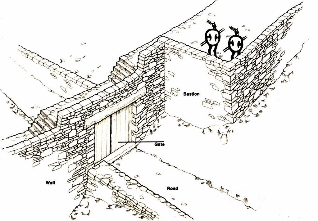 The fortification wall at Zagora, drawn by J. J. Coulton