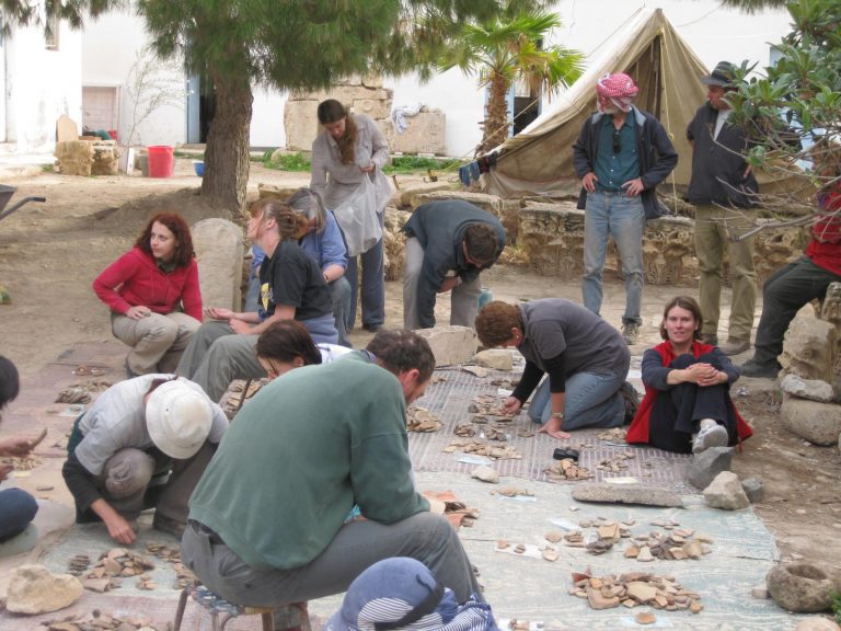 Pottery sorting at Pella, Jordan, 2009