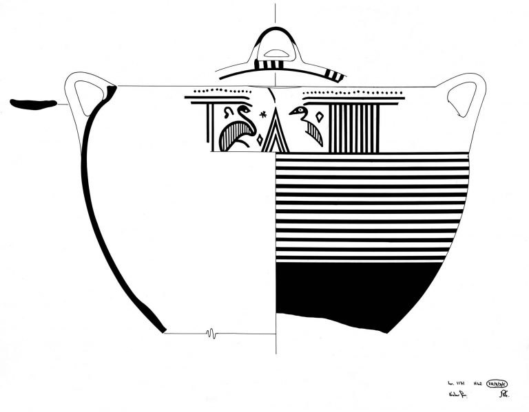 Artist's impression of a krater with bird design