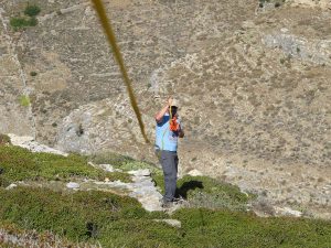 Hugh marking out a grid with measuring tape