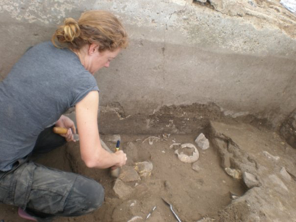 Excavating a late Roman period child’s burial, Basilicata, Italy, 2009