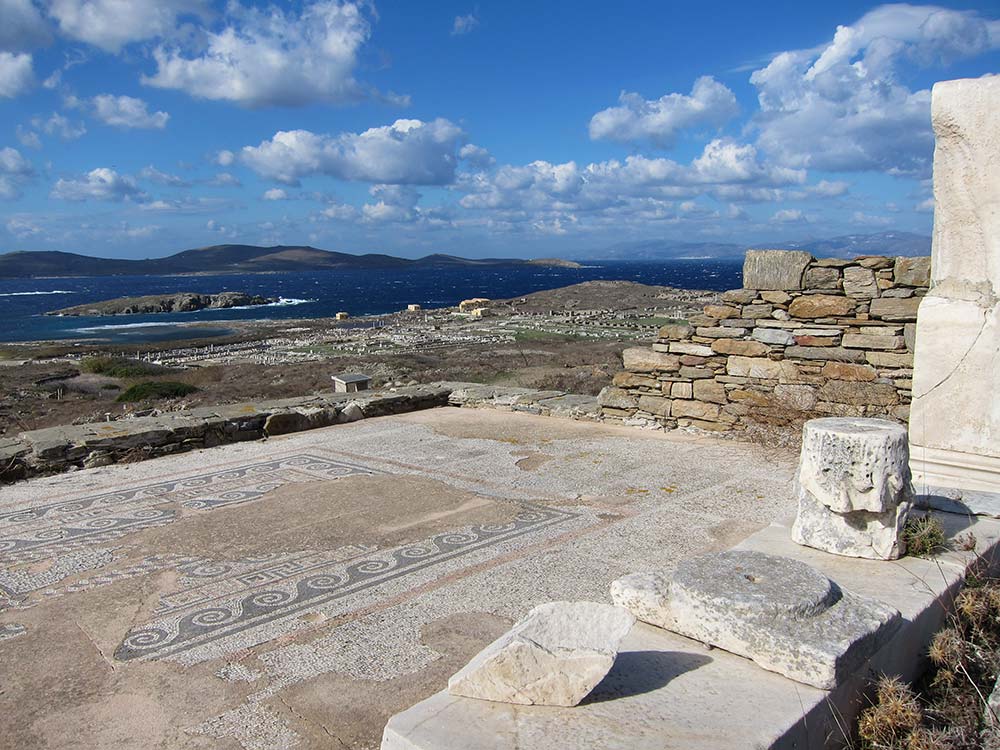 An elevated view from the top of the hill over Delos and beyond