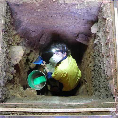 Guadalupe excavating a rockshelter at Hope Downs, Western Australia