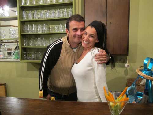 Giorgos and Alexandra, the husband and wife team who run the Kantouni Pensione and Restaurant