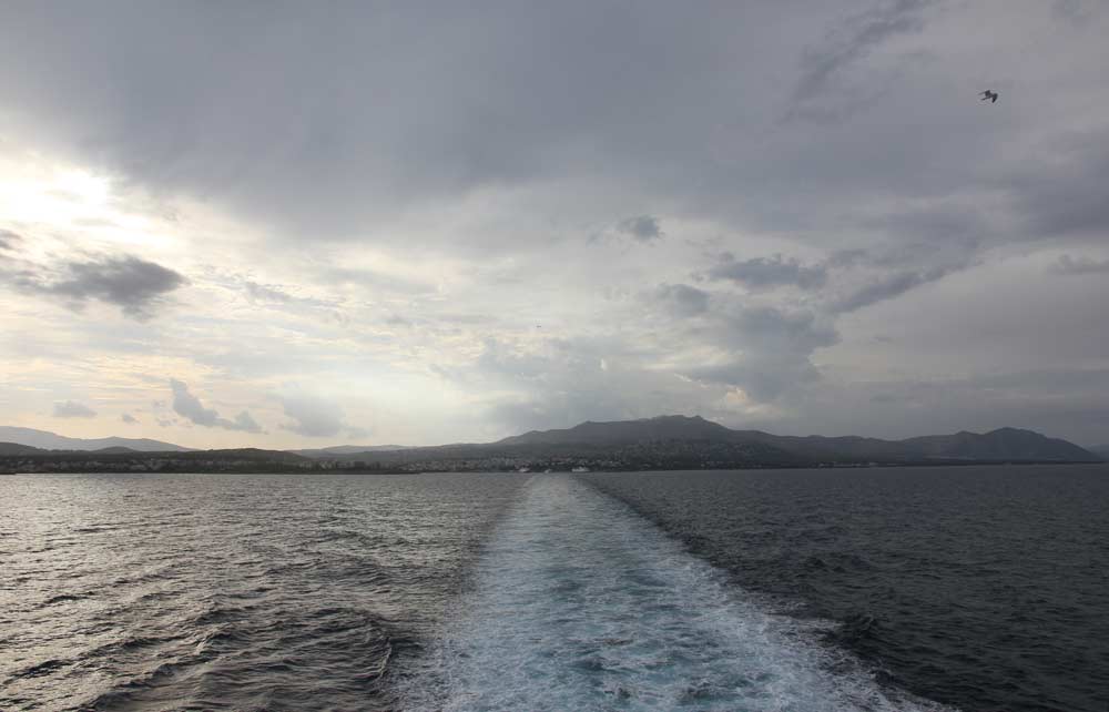 Heading away from the Greek mainland on a Fast Ferry to Andros