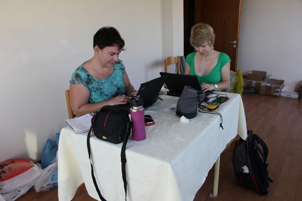 Petra Janouchova and Adela Sobotkova in the Zagora office at Batsi