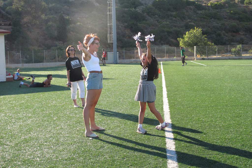 The Team Zagora cheer squad, from left: Lesley Beaumont, Tessa Morgan, and cheerleader, Lydia Beaumont-Cankaya