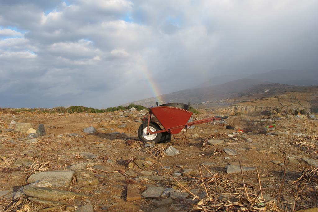 Rainbow into wheelbarrow at excavation area 2
