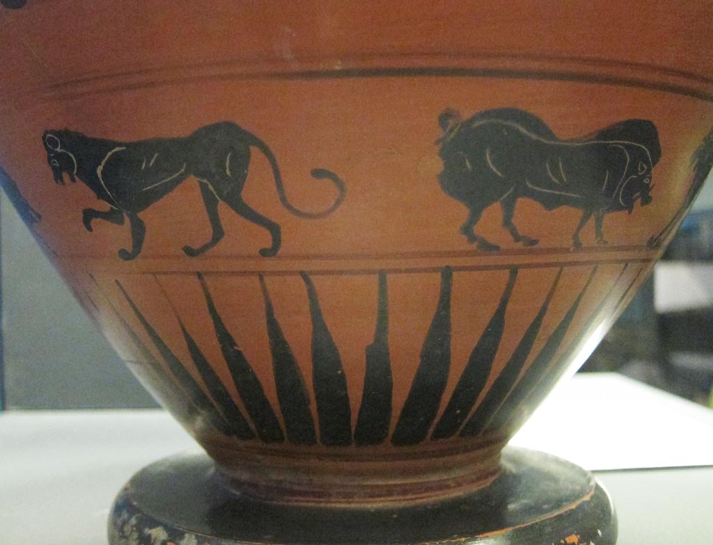 Detail of lion and boar from [A4378] Attic black figure amphora, c. 520BCE