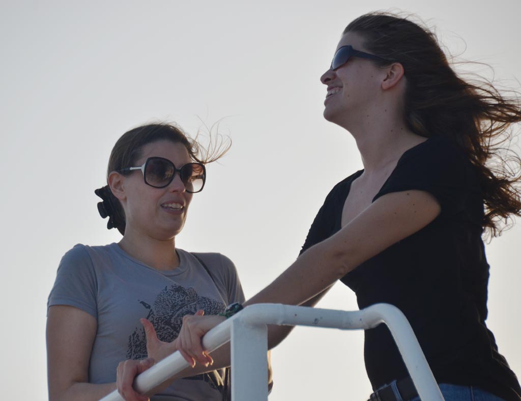 Ivana Vetta and Kristen Mann aboard a boat