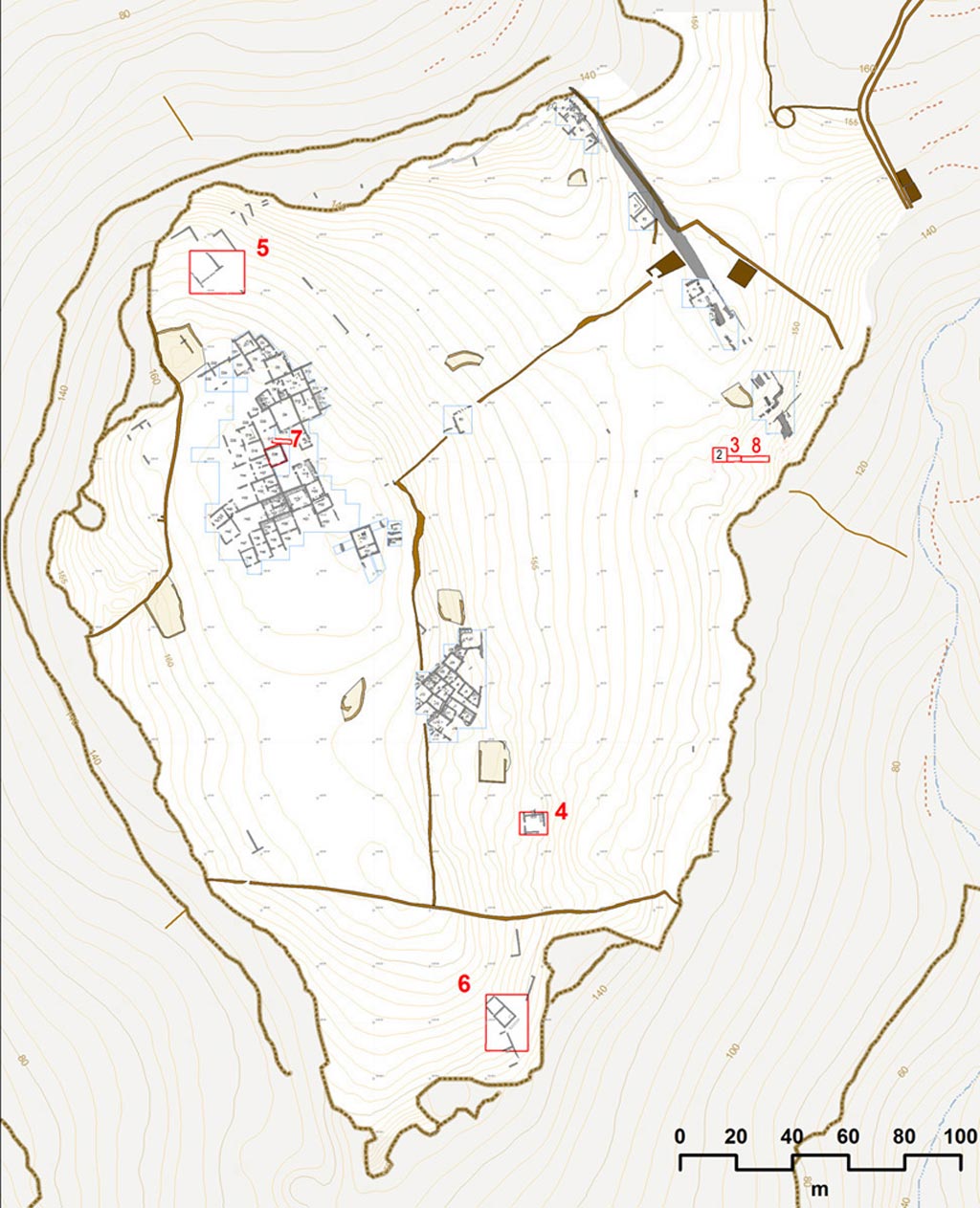 The plan showing the areas being excavated at Zagora in 2014