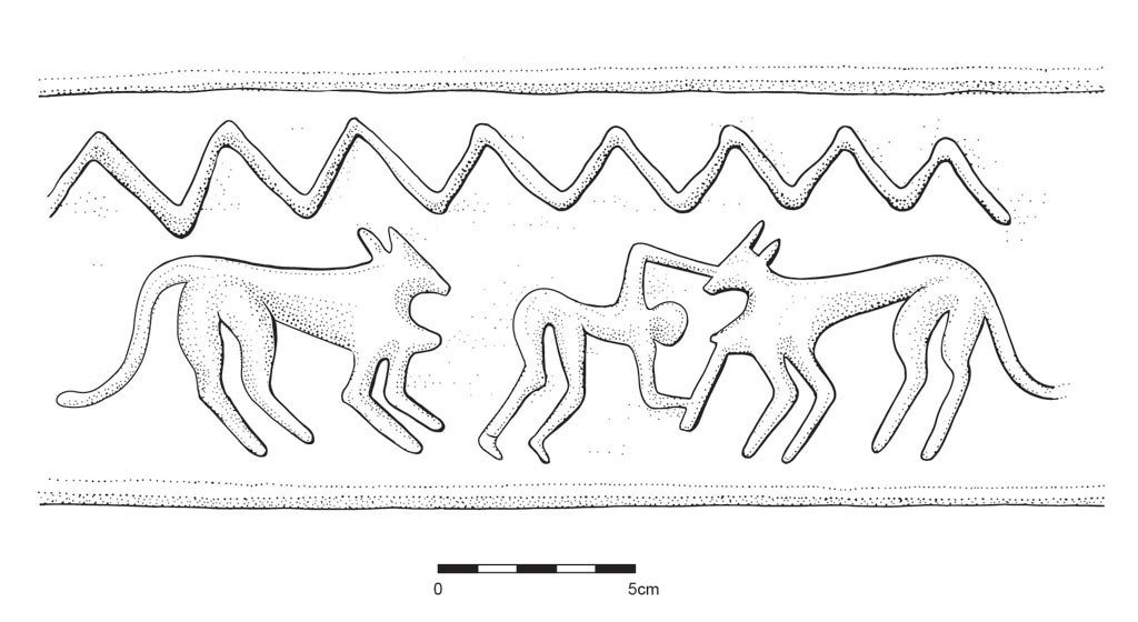Illustration by Anne Hooton of applied relief on ceramic sherds