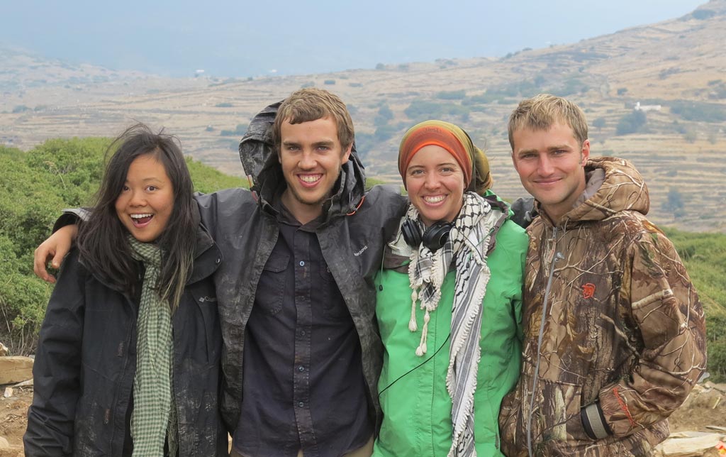 Elaine Lin, Lachlan Chisholm, Kristen Mann and Andrew Moore, members of Kristen's excavation team