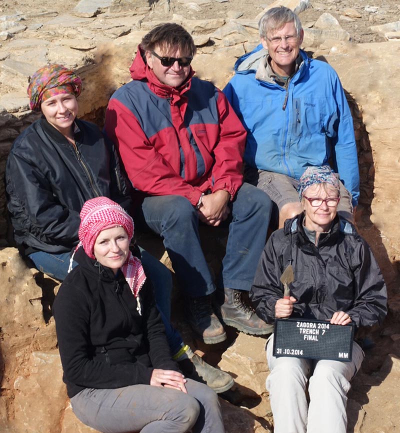 Trench supervisor, Mel Melnyczek, with his trench team, clockwise from top left: Laura Mansell, Mel Melnyczek, Brady Kiesling, Susan Wrigley and Hannah Gwyther