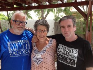 Malcolm (Mac) and Carol Ostermeyer with archaeologist Paul Donnelly at Batsi, on Andros, in July 2015